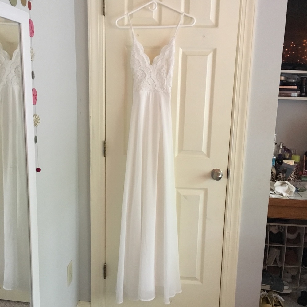 White Lulus Crochet Prom Dress